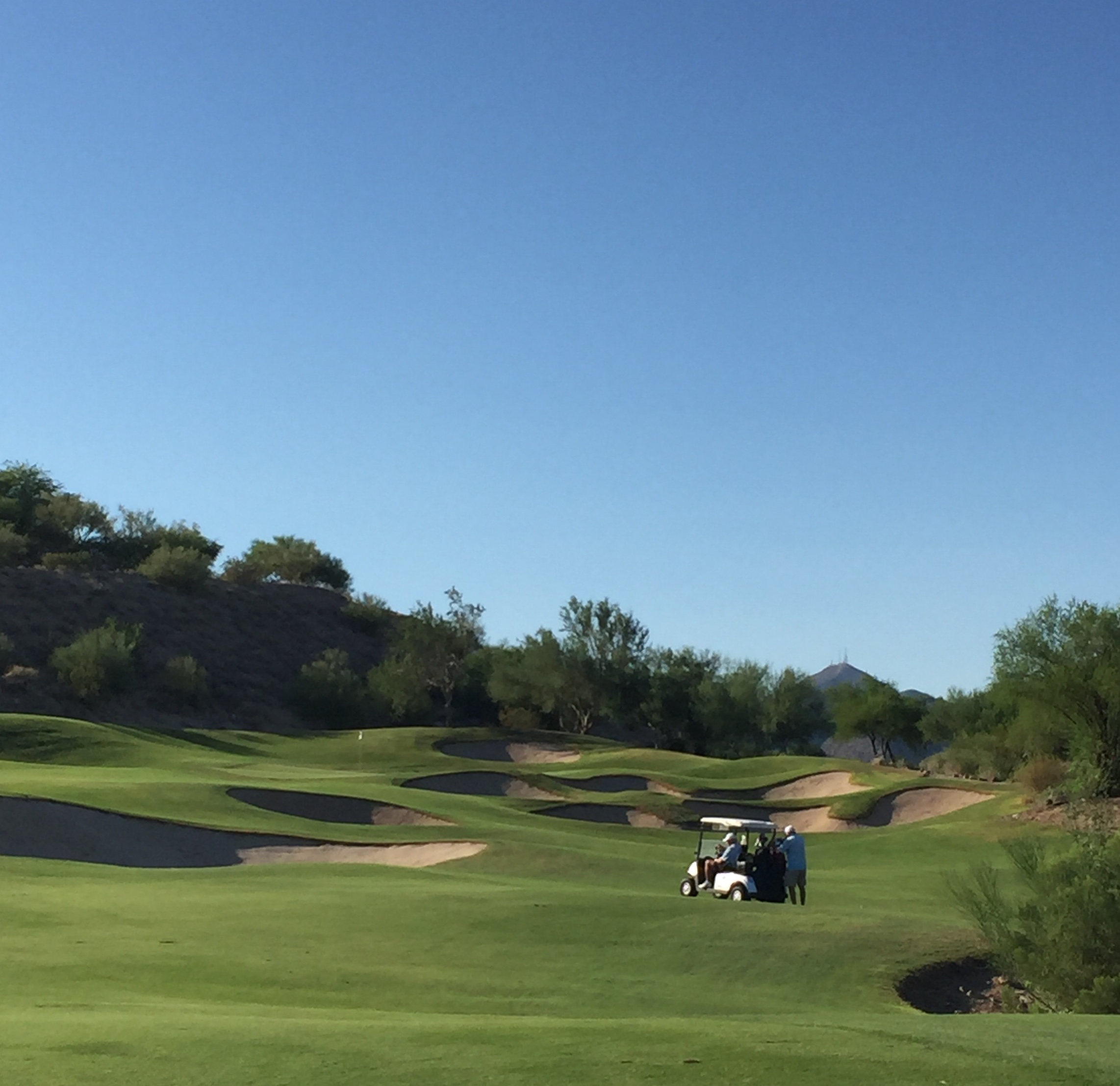 All your tee shots are within a foot of each other or are you just huddling...